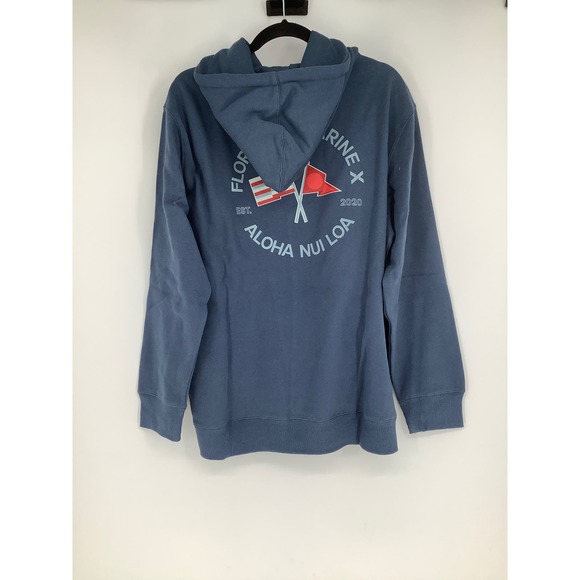 NEW! Florence Marine X Sz XL Nui Loa Hoodie Blue Sweatshirt $85 Organic Repreve - Picture 4 of 12